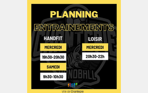 Planning des entraînements